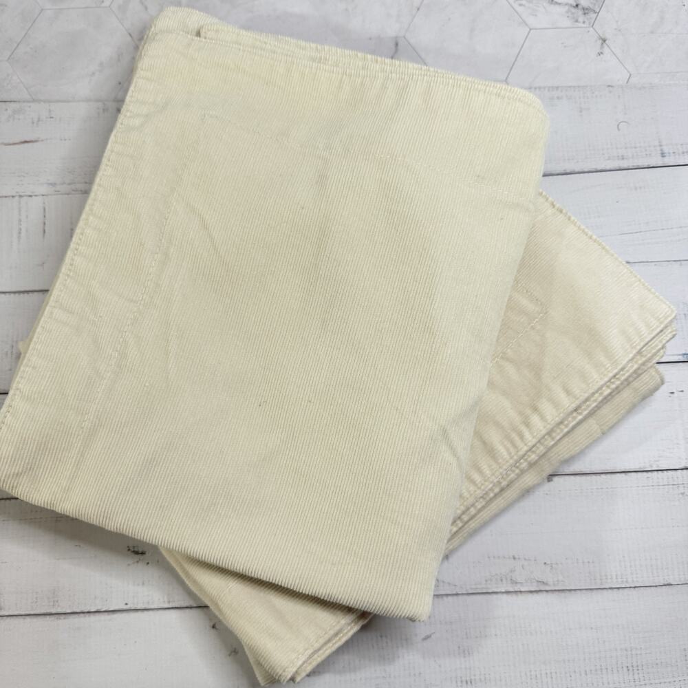 Ralph Lauren King Shams Set of 2 Off White Cream Soft Corduroy Cotton 36x23"